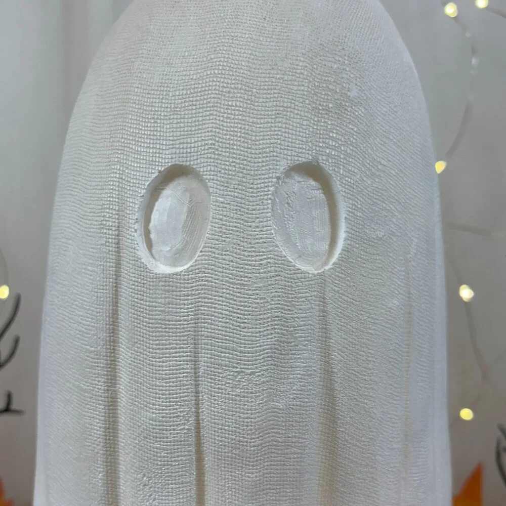 Martha Stewart White Resin LED Cheesecloth Ghost Halloween Decor 18” New